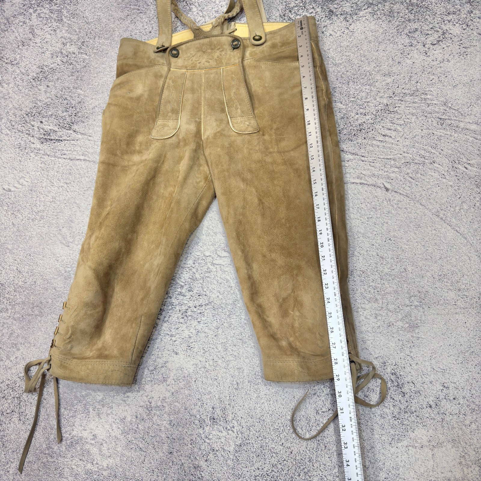 Authentic Vintage Lederhosen Traditional Bavarian Leather Pants 48 (32)