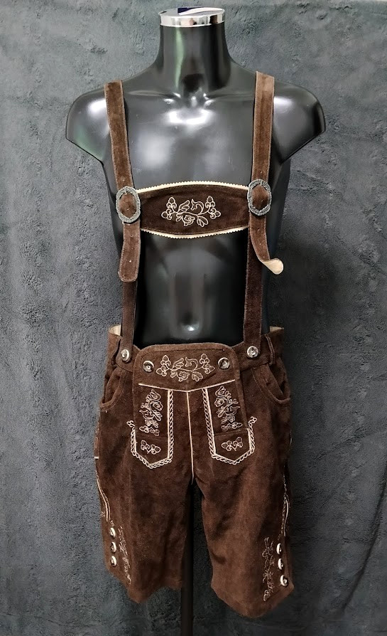 Bavarian Oktoberfest Lederhosen Shorts Antique Brown Tracht