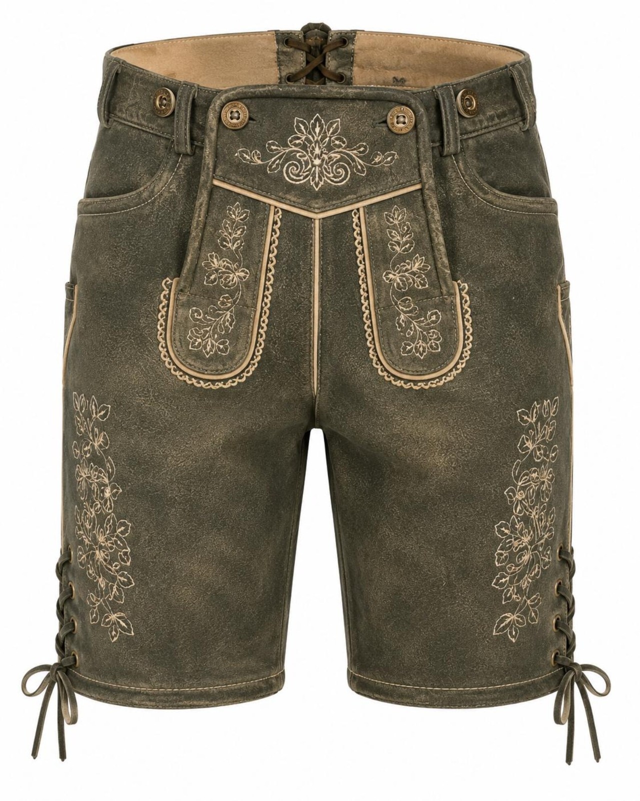 Men’s Leather Lederhosen Shorts Handmade Bavarian Oktoberfest Shorts Traditional