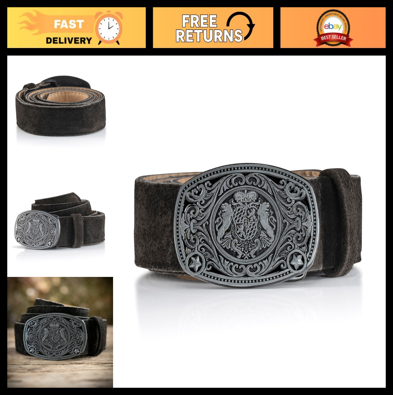 Authentic German Trachten Belt with Buckle – Perfect for Lederhosen & Trousers