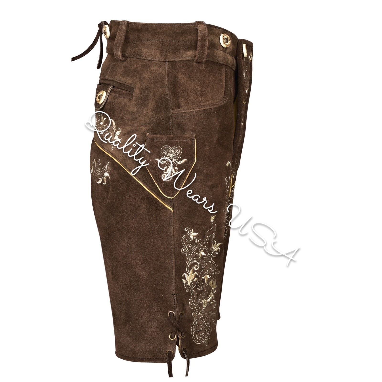 Men Oktoberfest Lederhosen- Authentic Bavarian Lederhosen-Suede Leather Trousers