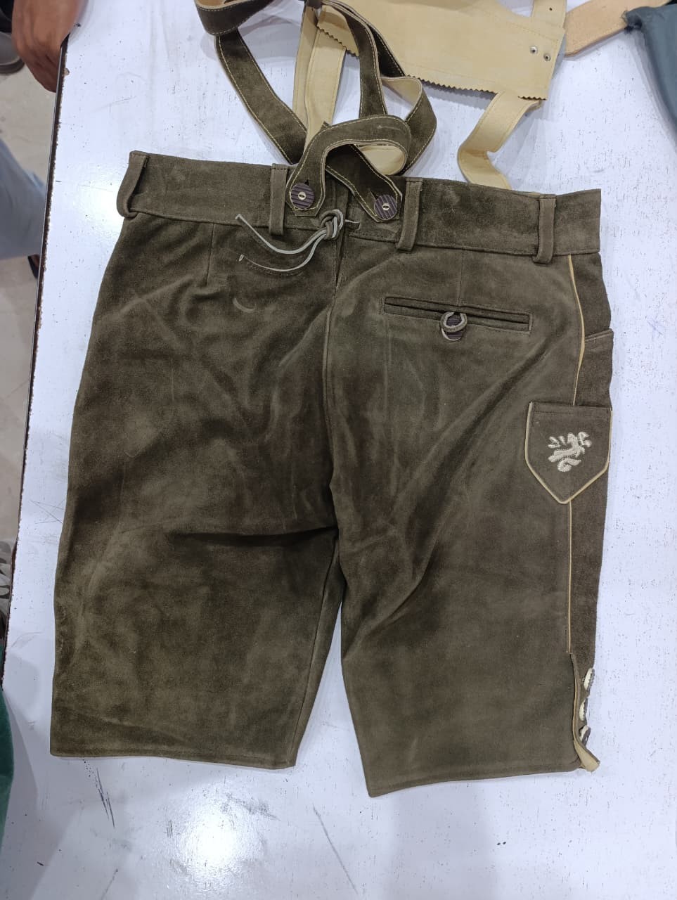 Men’s Lederhosen Shorts Genuine Suede Leather Bavarian Oktoberfest Suspenders