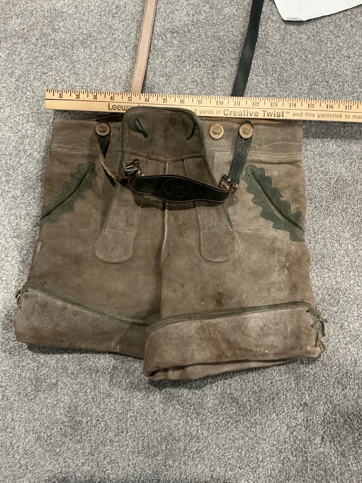 2 1960’S Vintage Suede Leather Lederhosen Suspender Shorts