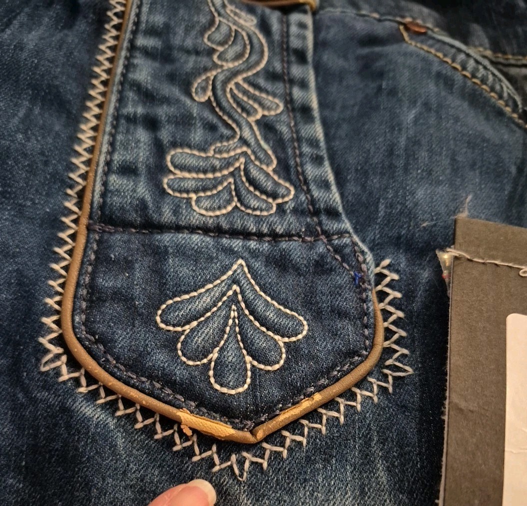 Nwt German Trachten Modern Denim Lederhosen 34″ Waist w/Suspenders Oktoberfest