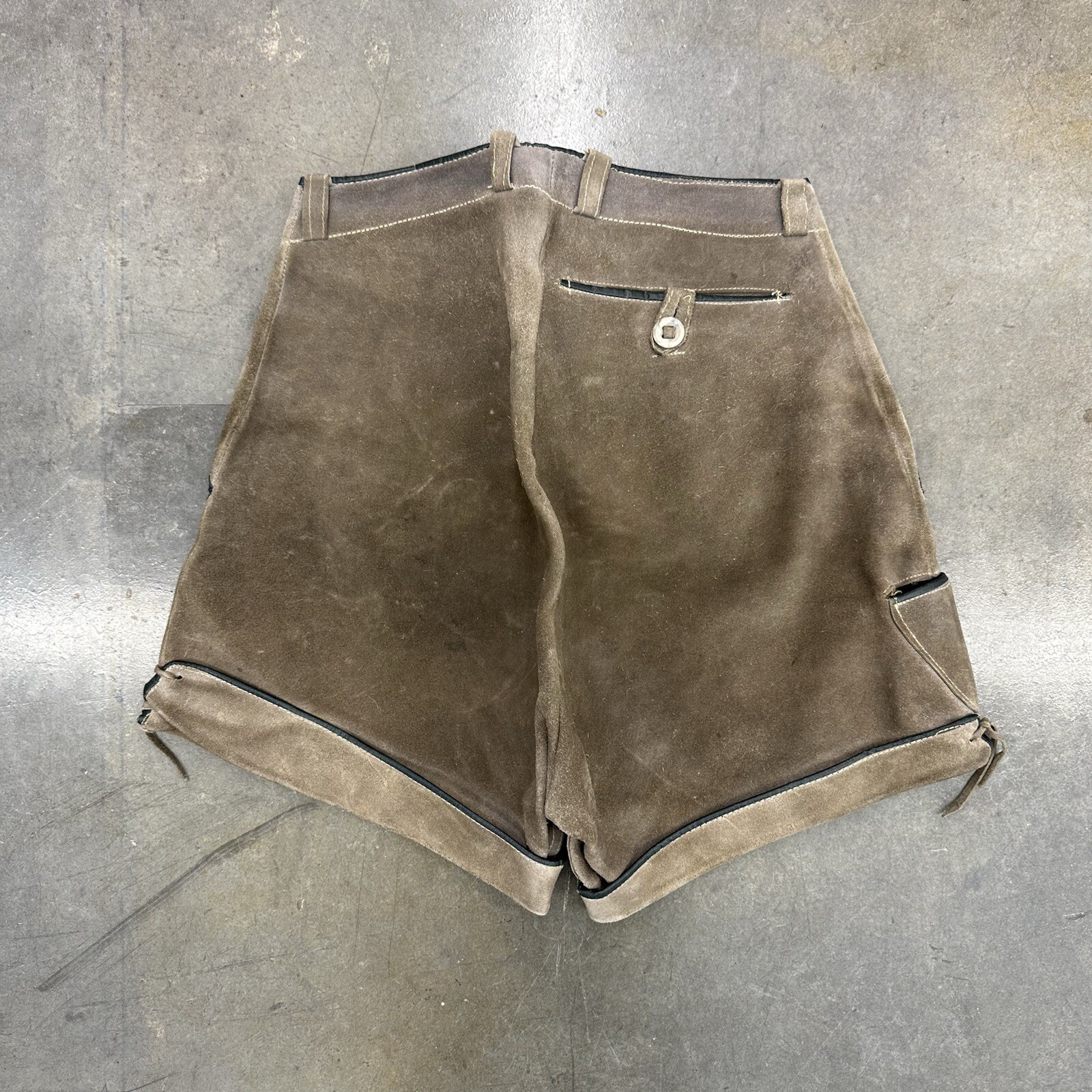 Vintage Suede Leather Traditional German Lederhosen Shorts 60s 70s