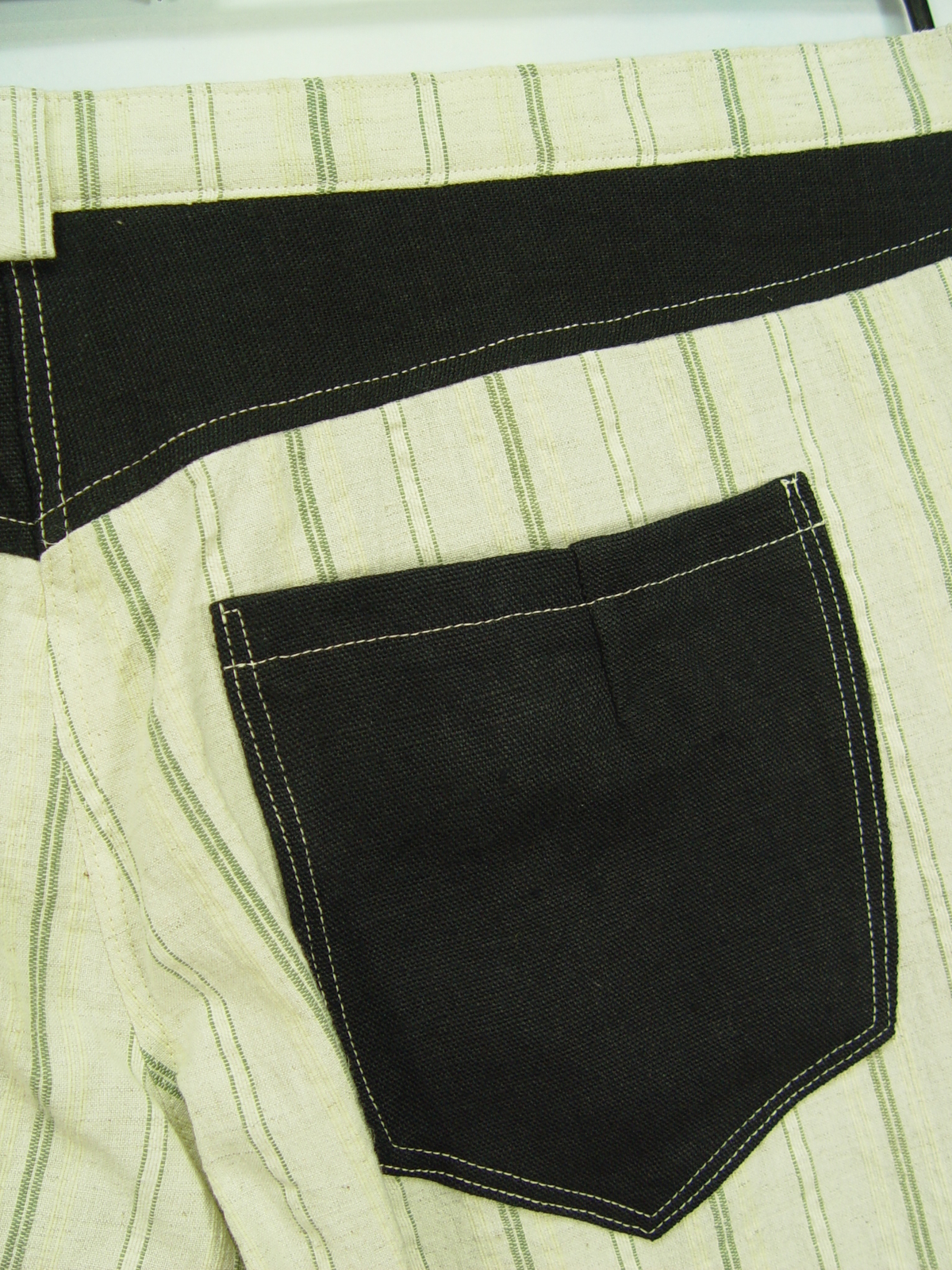 Upcycled pants men’s shorts striped linen short pants UCS007 size 54