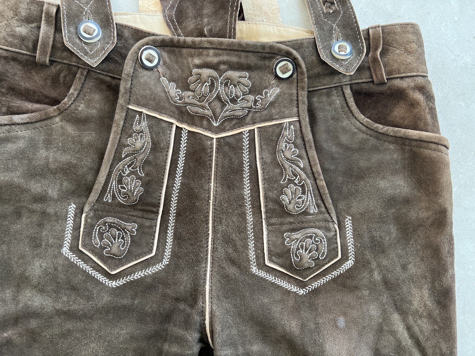 Lekra Dark Brown Traditional Knee High Lederhosen 100% Leather High Quality, Soft