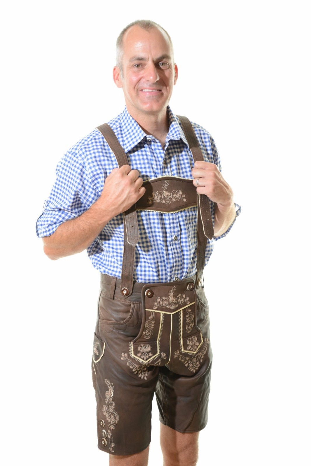 Bavarian Oktoberfest Lederhosen Lamb Leather Tracht Short German Costume #BERLIN
