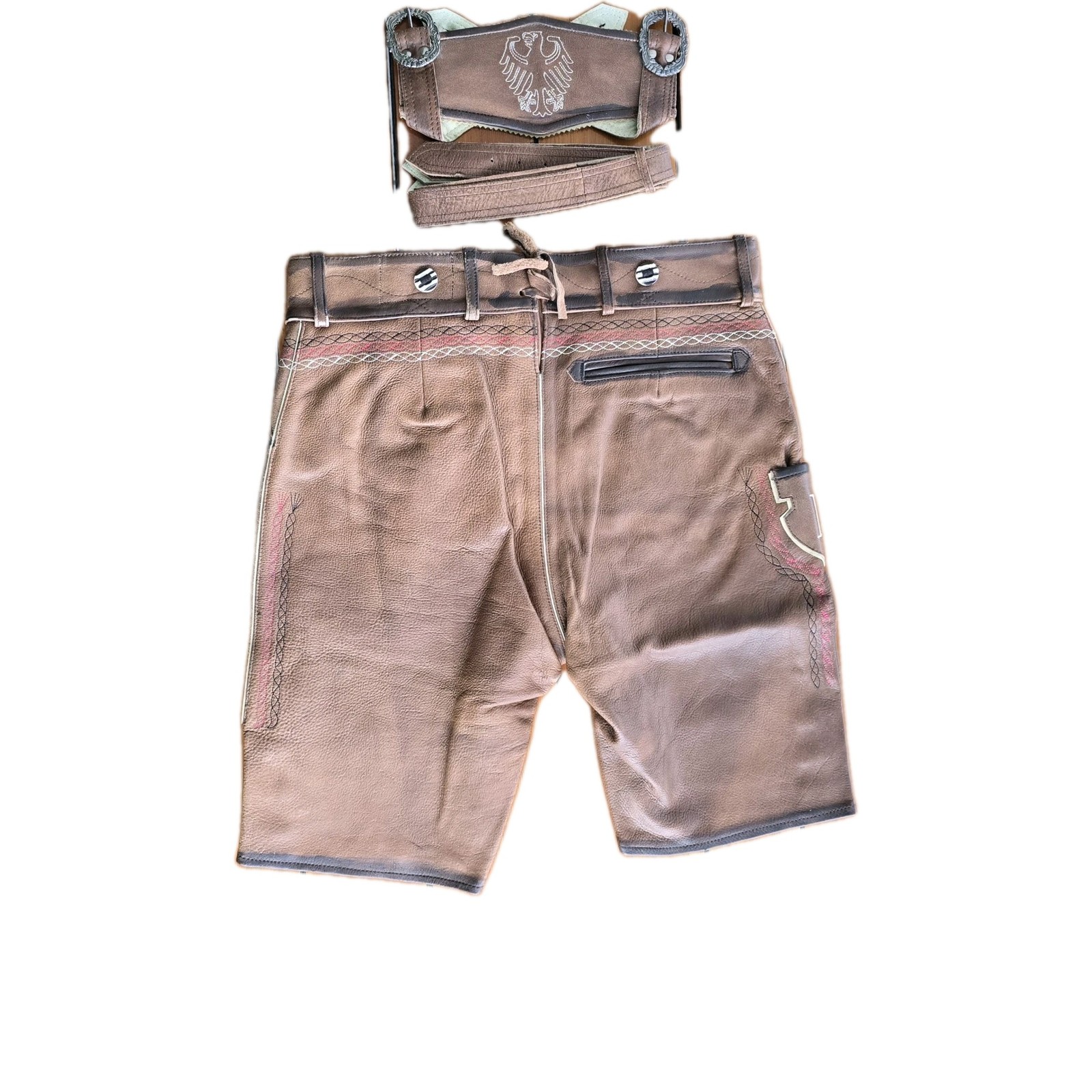 Bavarian traditional short leather pants with straps made of goatskin pants size 50