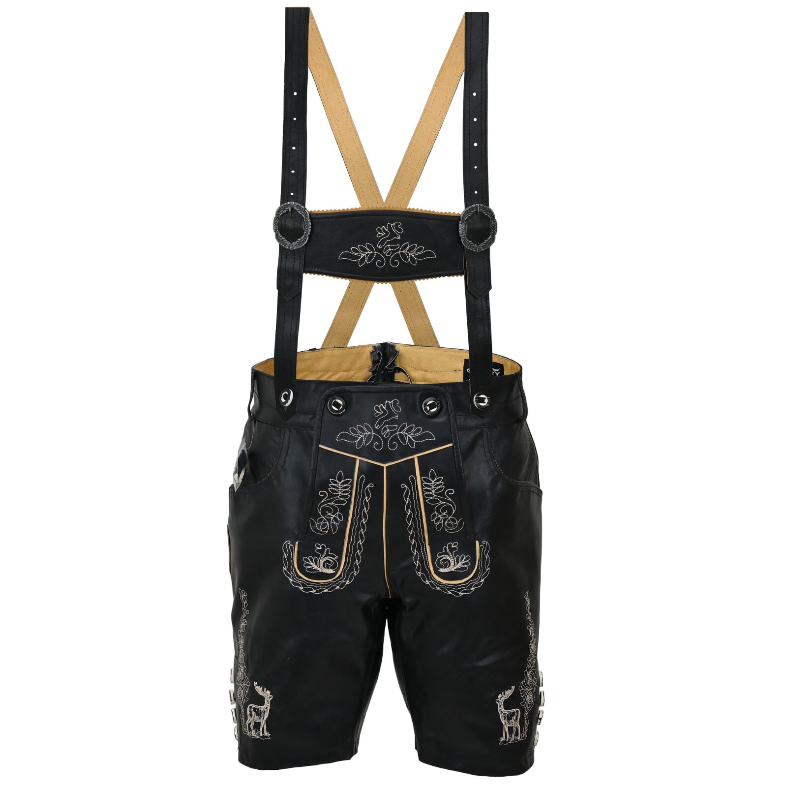 Authentic Lederhosen Albert Black Bavarian Lederhosen Oktoberfest Costume