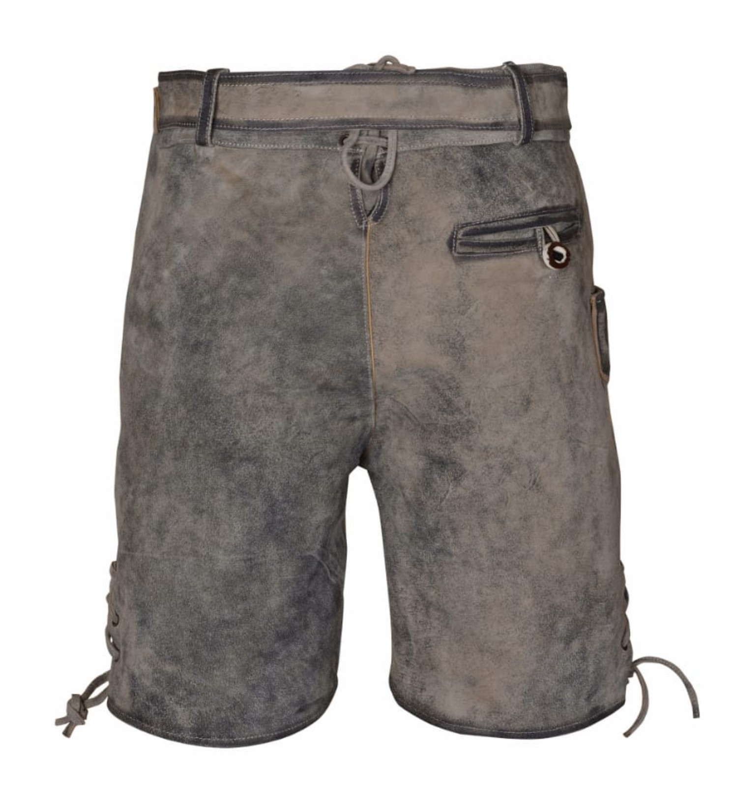 Lederhosen Men Octorberfest Real Suede Leather Antique Stone Grey