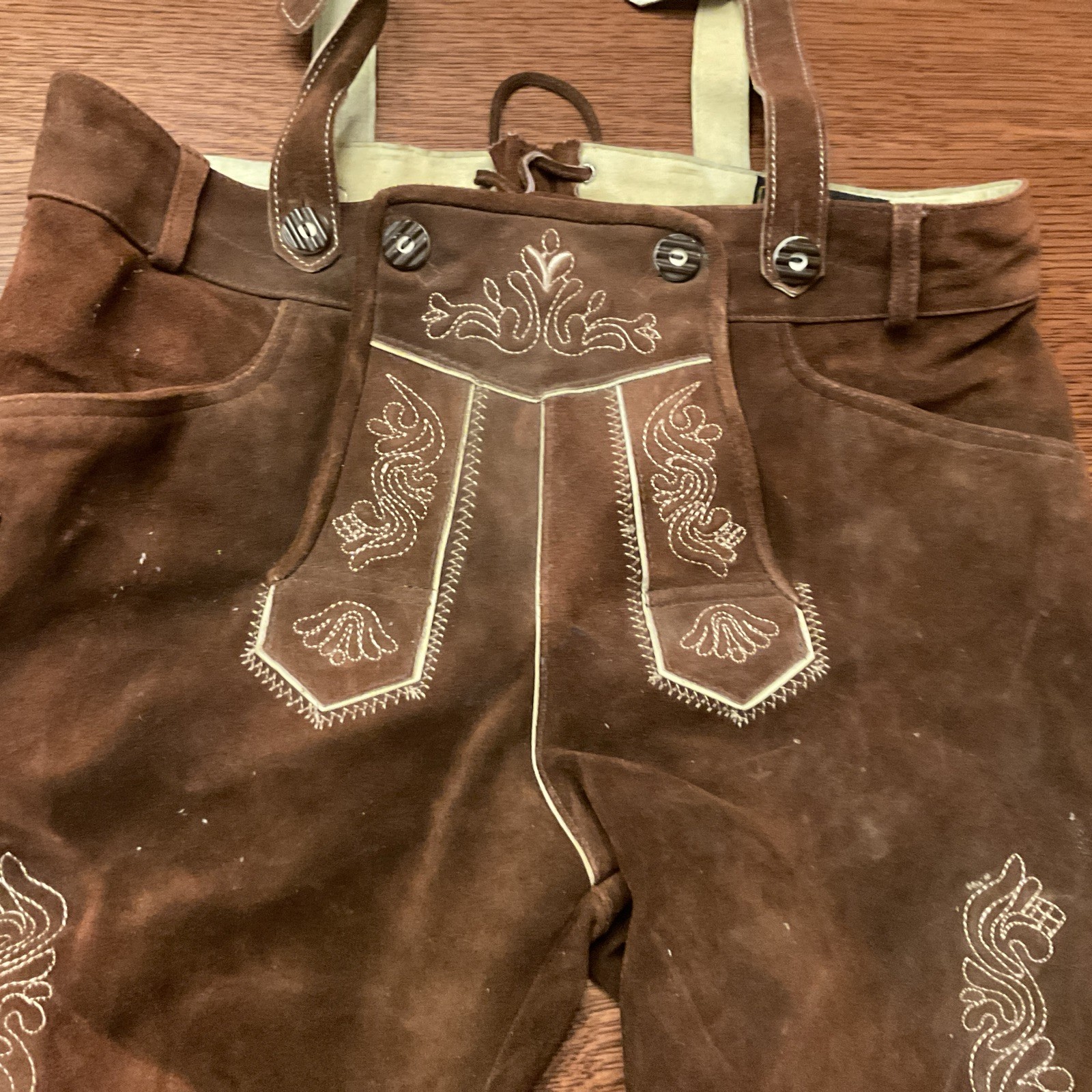 Leather Suspendered Shorts Vintage German Bavarian BY SMART LEATHER