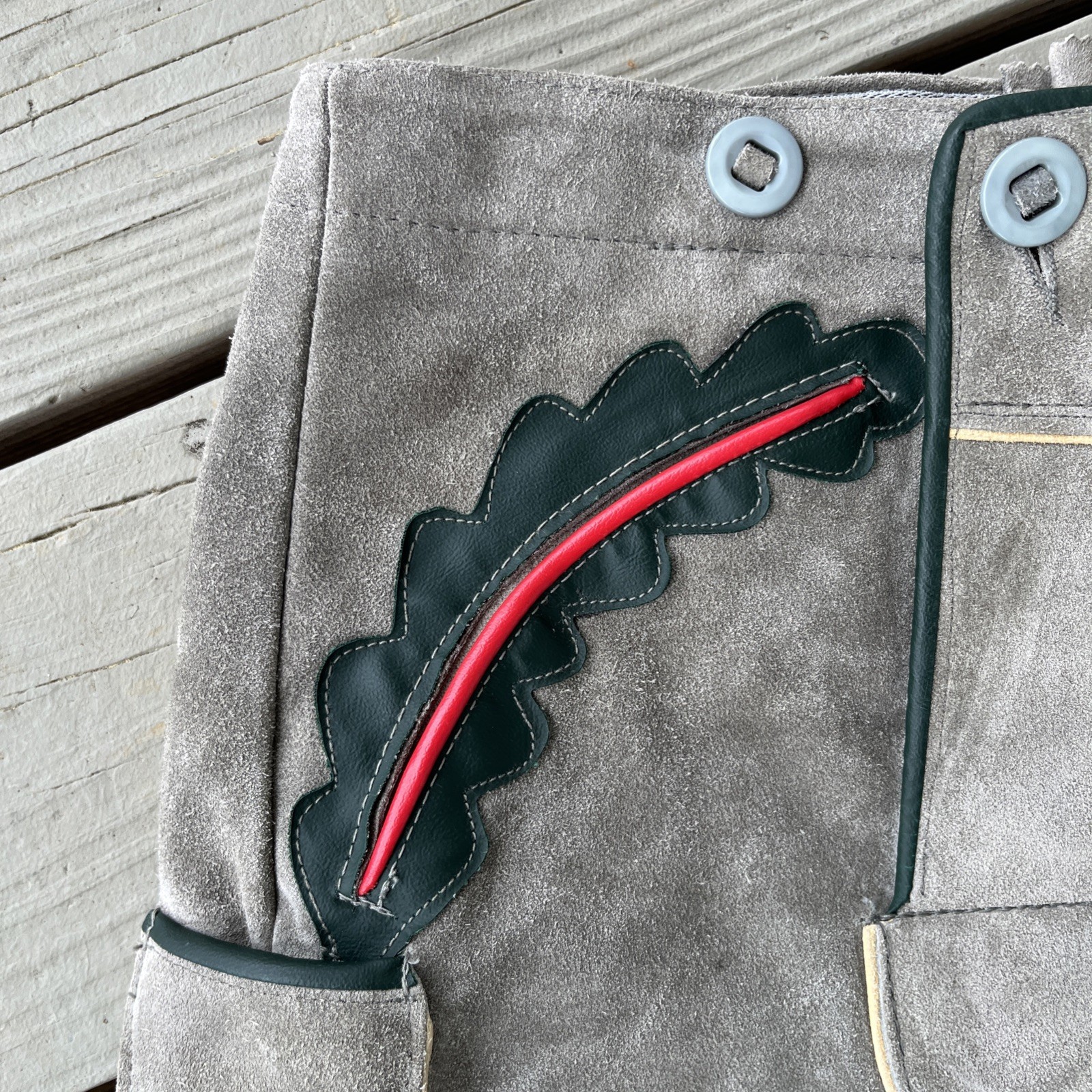 Vintage German Lederhosen Genuine Grey Suede Shorts Oktoberfest 29” Waist