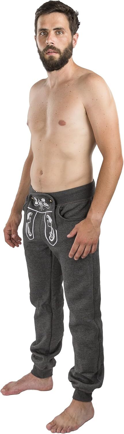 Schöneberger Trachten Couture Lederhosen Men Sweatpants Long Small, Dark Grey