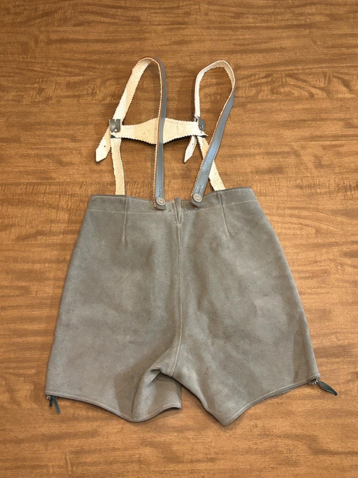 Vintage German Austrian Lederhosen Shorts Suede Leather Size XS to S Suspenders