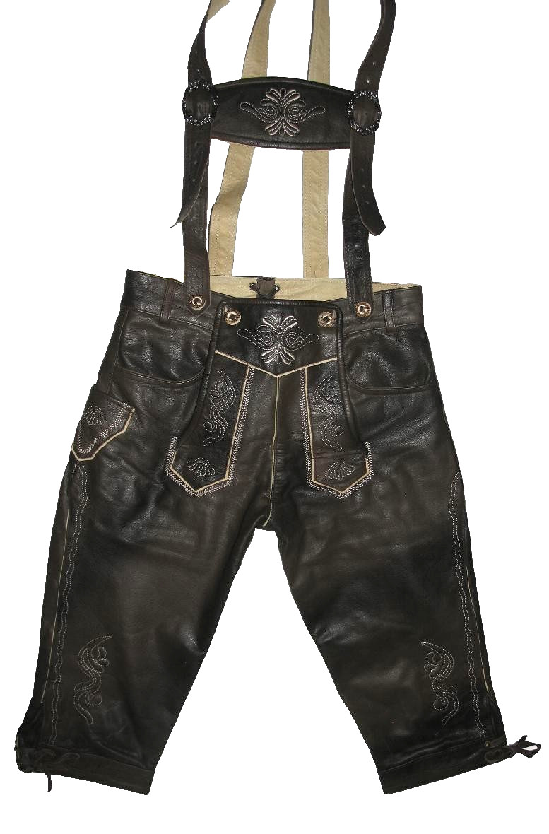Almbock Men Traditional Leather Pants Trachtenhose Brown Gr. 46
