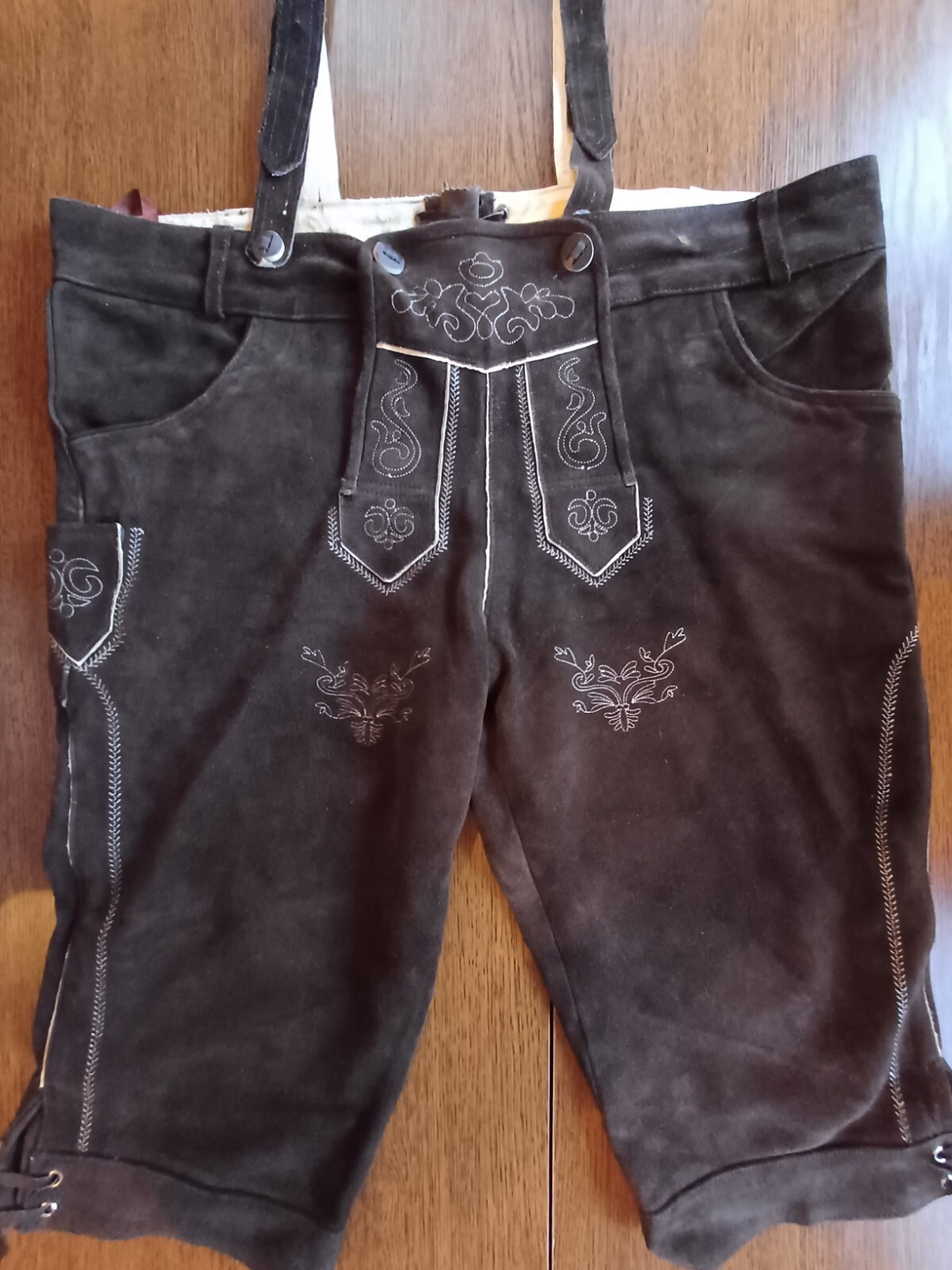 Bavarian Trachten Oktoberfest Suede Leather Lederhosen Shorts Pant Size W 42-44