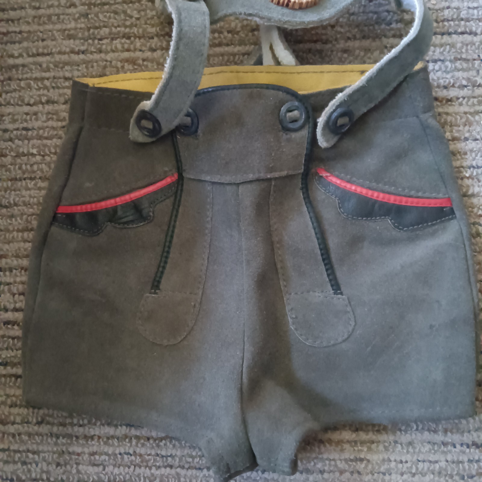 Pr Sm Vintage Child’s Lederhosen German Bavarian Leather Shorts Suspenders Boys