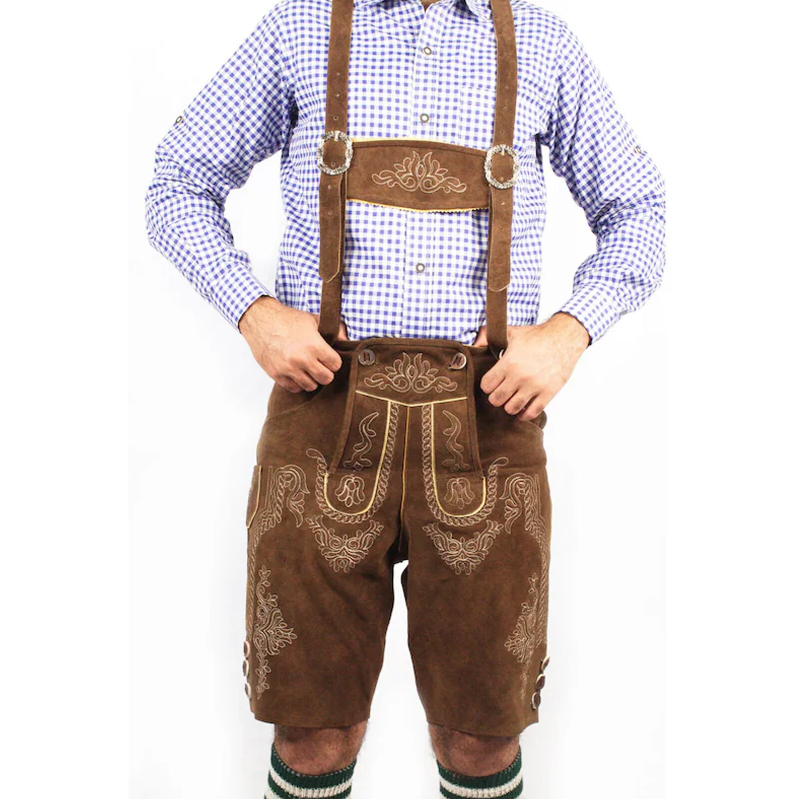 Men’s Bavarian Tratchen Lederhosen Pant German Oktoberfest Suede Leather Pants