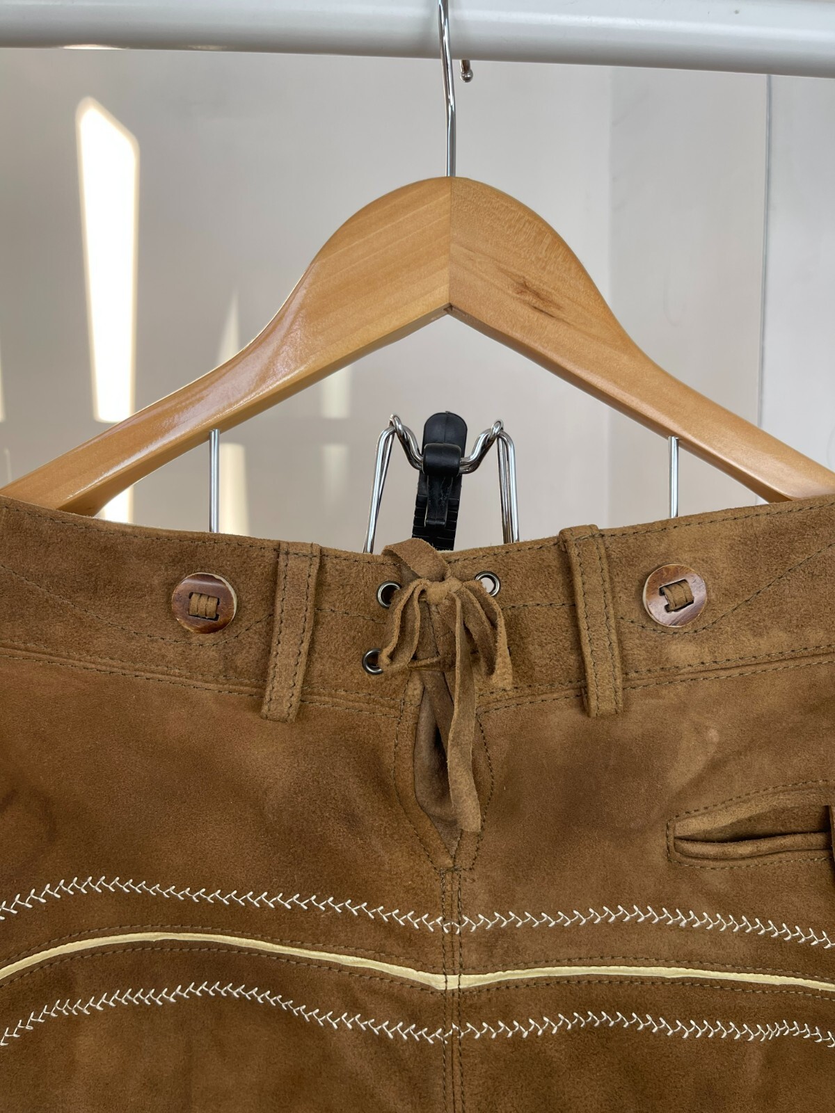 Country Maddox Trachten Lederhose Brown Leather Shorts 48 54