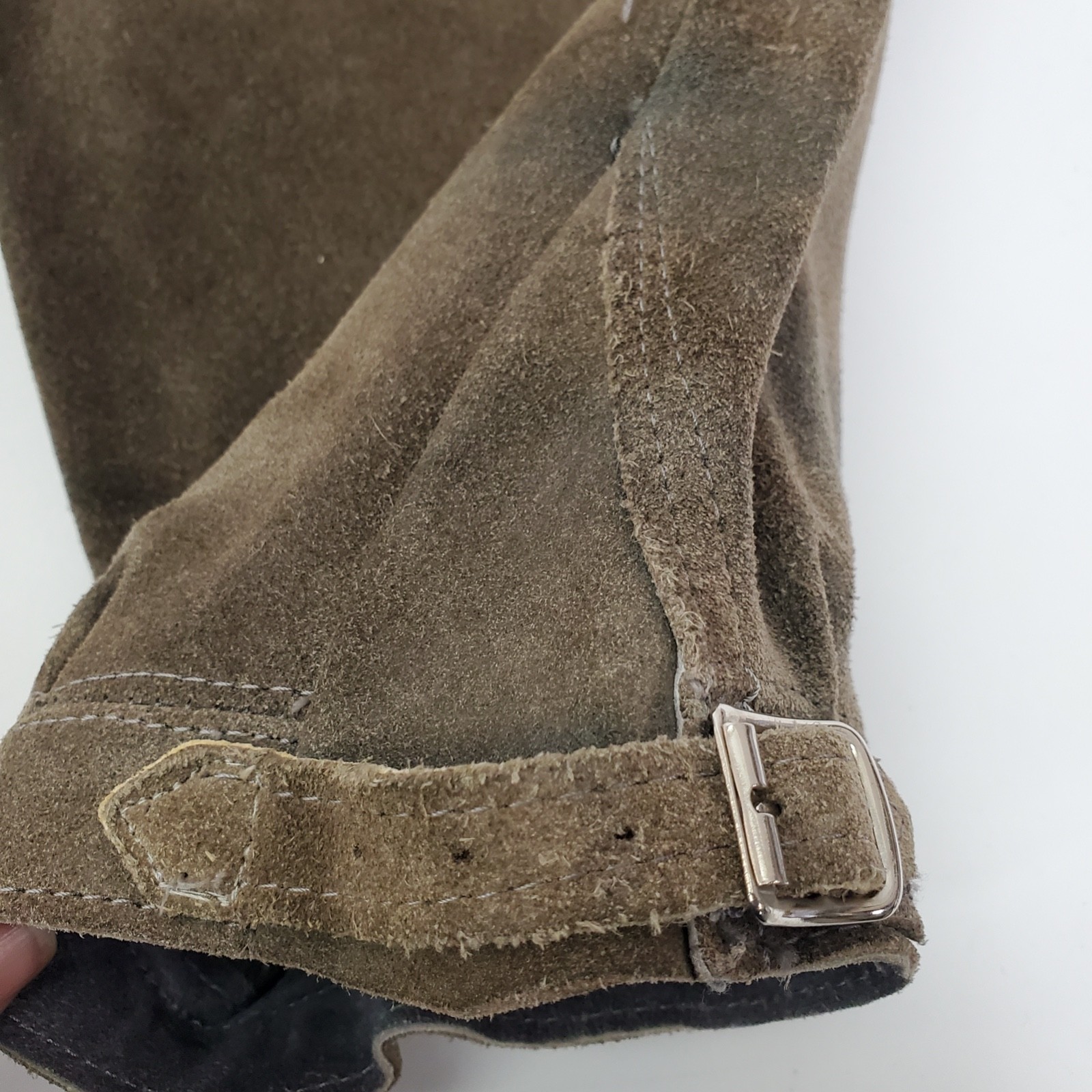 Vintage German Grey/Green Rough-Out Suede Knickerbocker Lederhosen Sz 30″