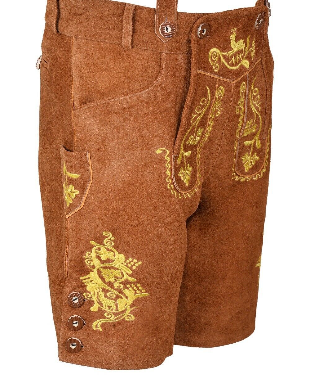 German Bavarian Oktoberfest Trachten Lederhosen Real Leather Men Matching Short