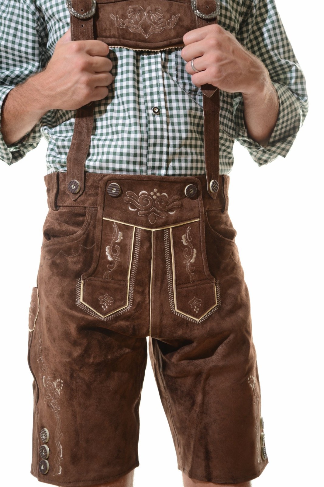 NEW Bavarian Oktoberfest Lederhosen Shorts Antique Brown Tracht #GEORG
