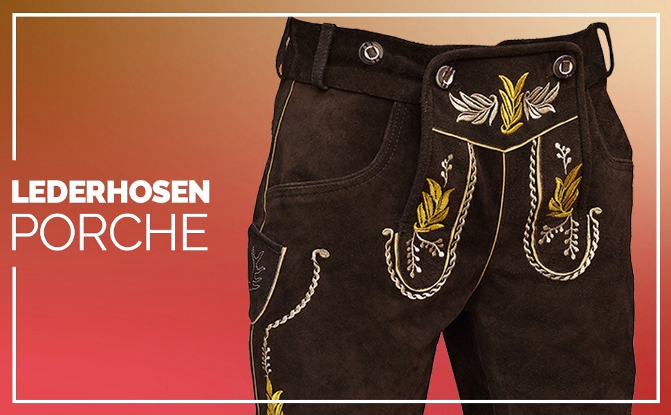Suede Leather Lederhosen Porche German Costume Men Bavarian Oktoberfest Outfit