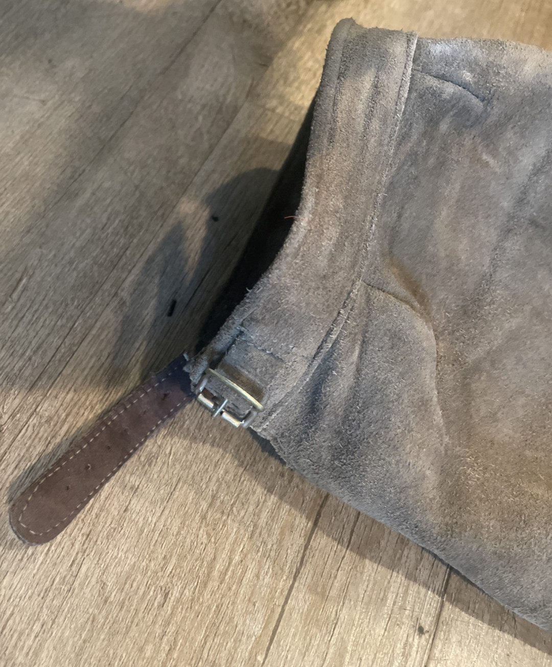 Vintage Gray Leather Suede Lederhosen Shorts W 14” x L 30”