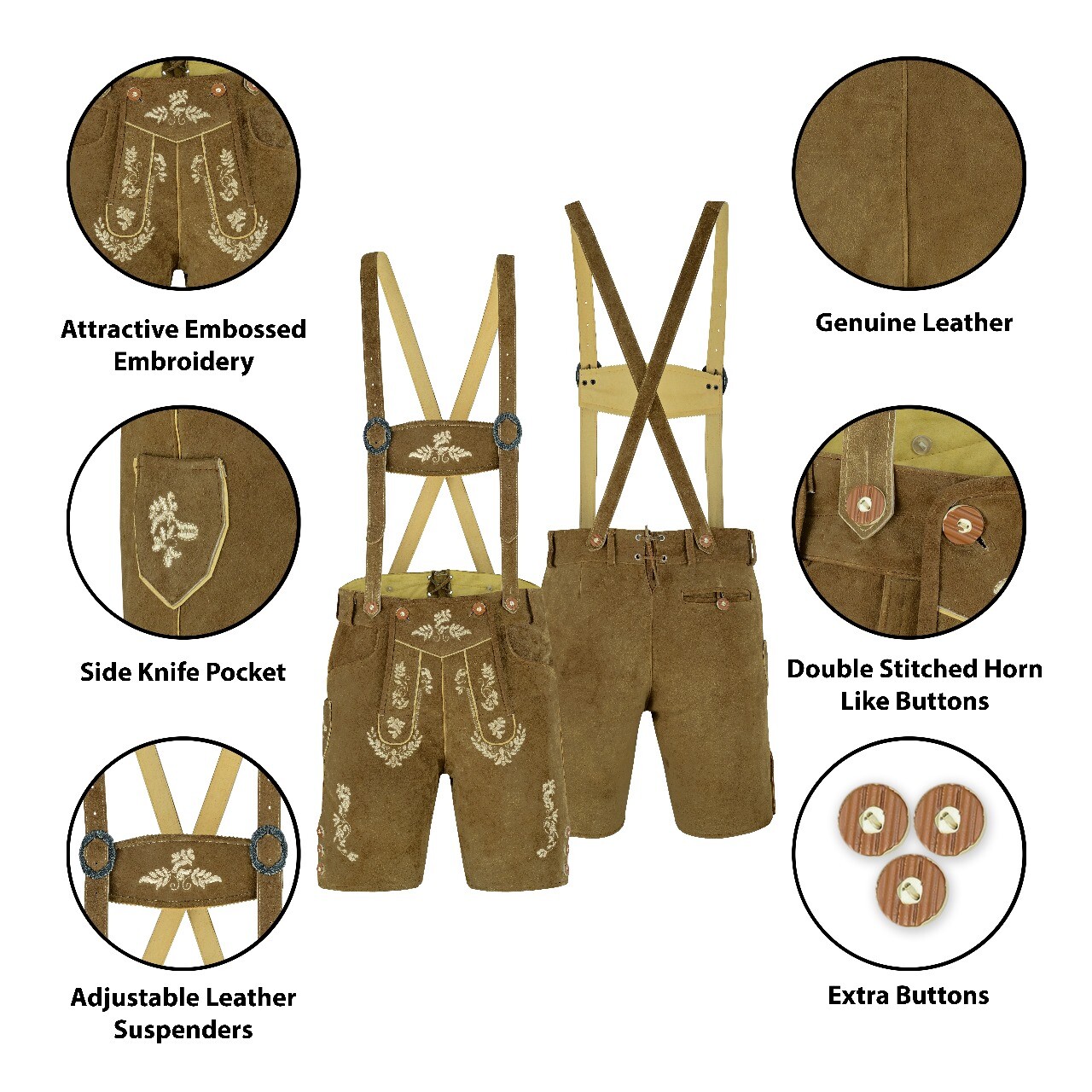 Trachten set Bavarian Oktoberfest Authentic ABOVE KNEE Lederhosen Full Dress