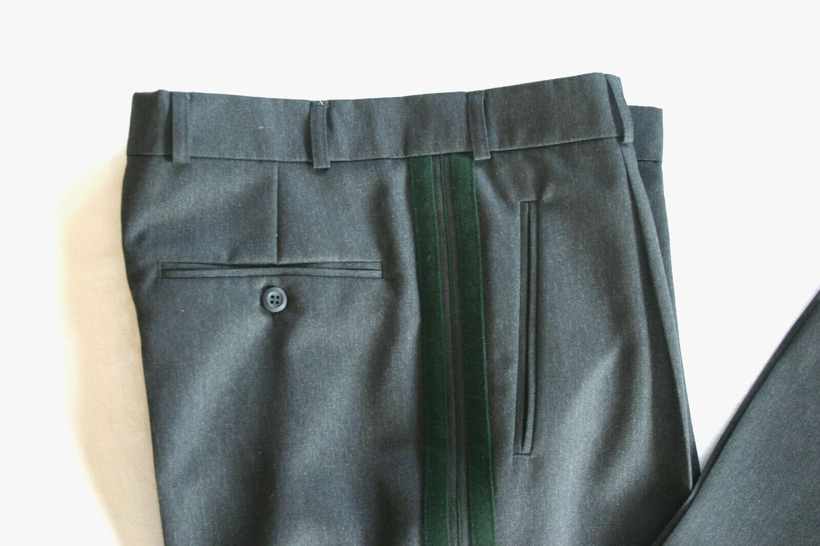 Traditional Trousers Dress Pants Suit Stripe Side Loden Grey