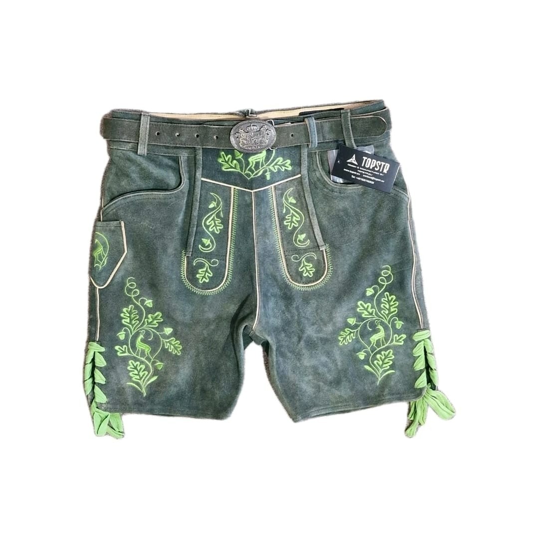 Men’s traditional Lederhosen Baverainlederhosen Oktoberfest pants with belt size 46-64