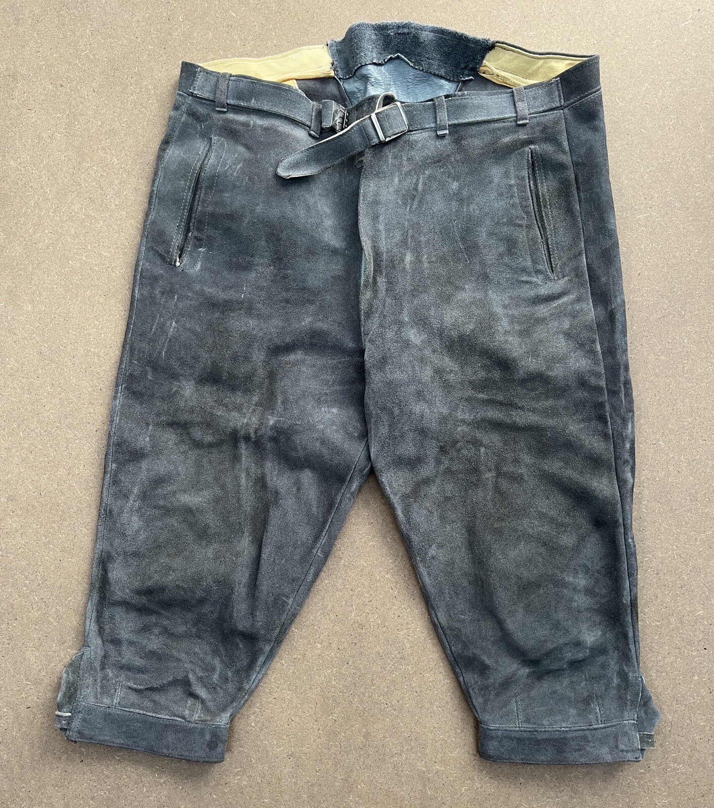 Vintage Lederhosen Leather Pants No Size Tag Zipper And belt