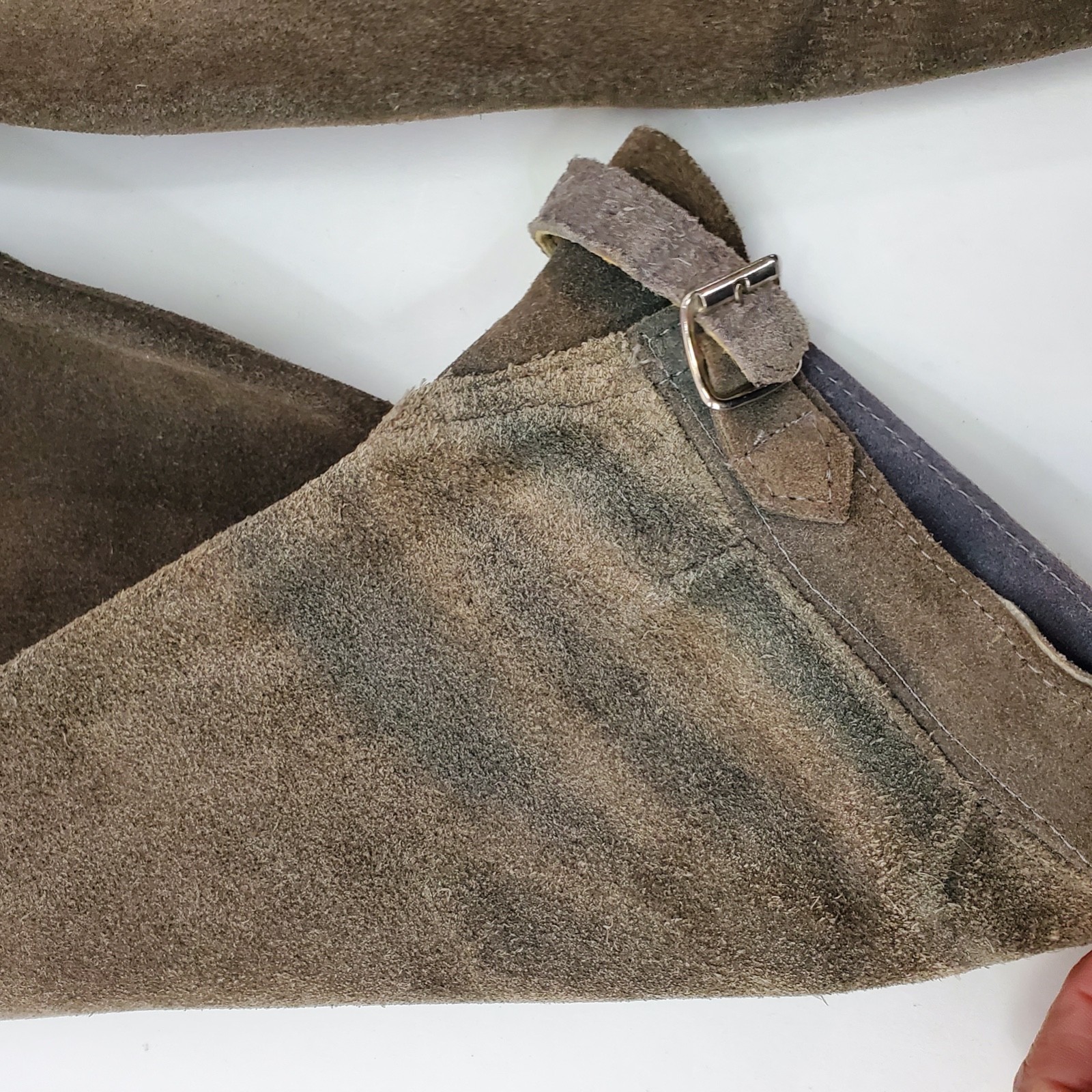 Vintage German Grey/Green Rough-Out Suede Knickerbocker Lederhosen Sz 30″
