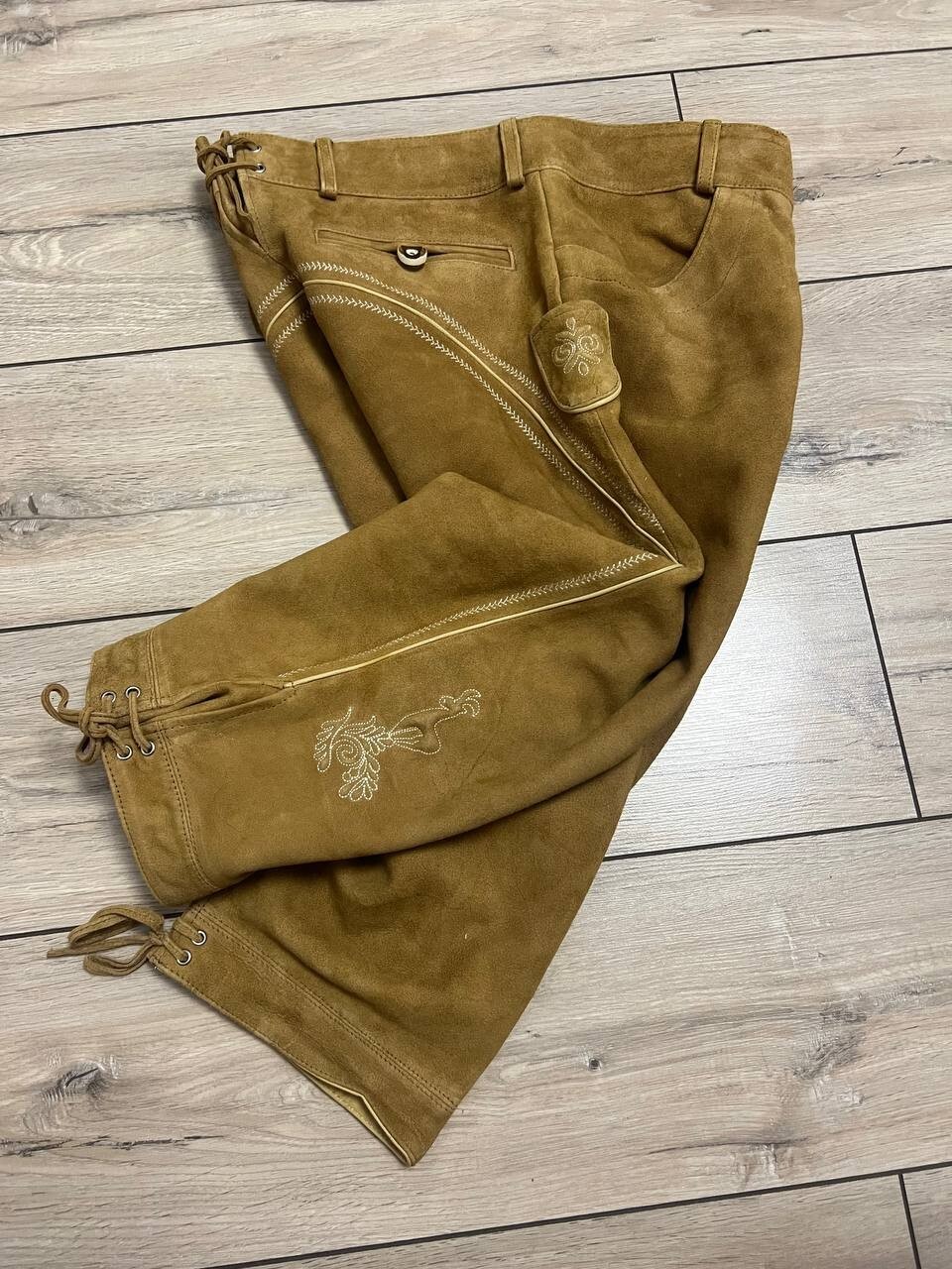 Men Der Wildschutz Leather Trachten Loden 3/4 pants Oktoberfest National 33×18