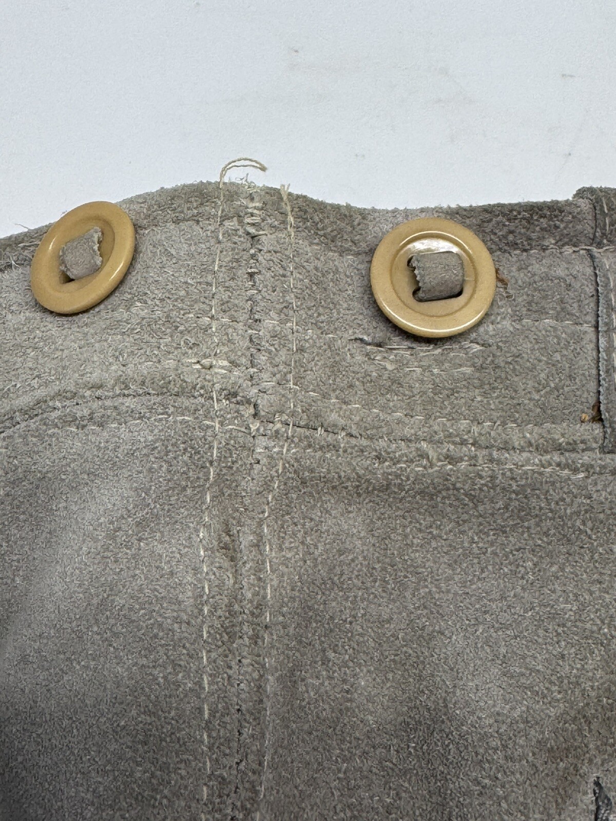 Vtg Authentic Lederhosen Shorts Suede Leather Mens Marked 46 Gray Austria