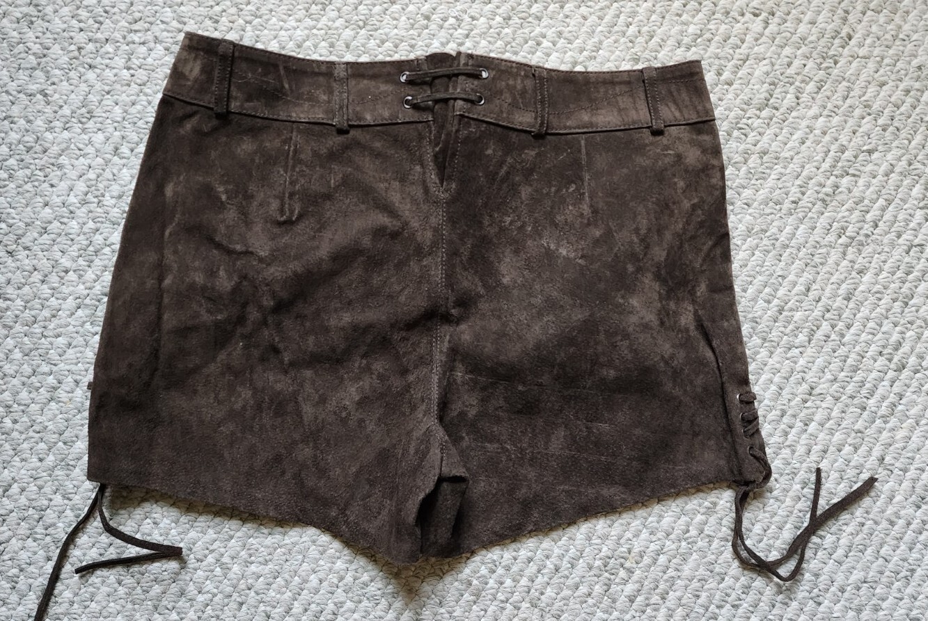 NWT Waldschutz Lederhosen Ladies Oktoberfest Chocolate Leather EU 38-M-US 10