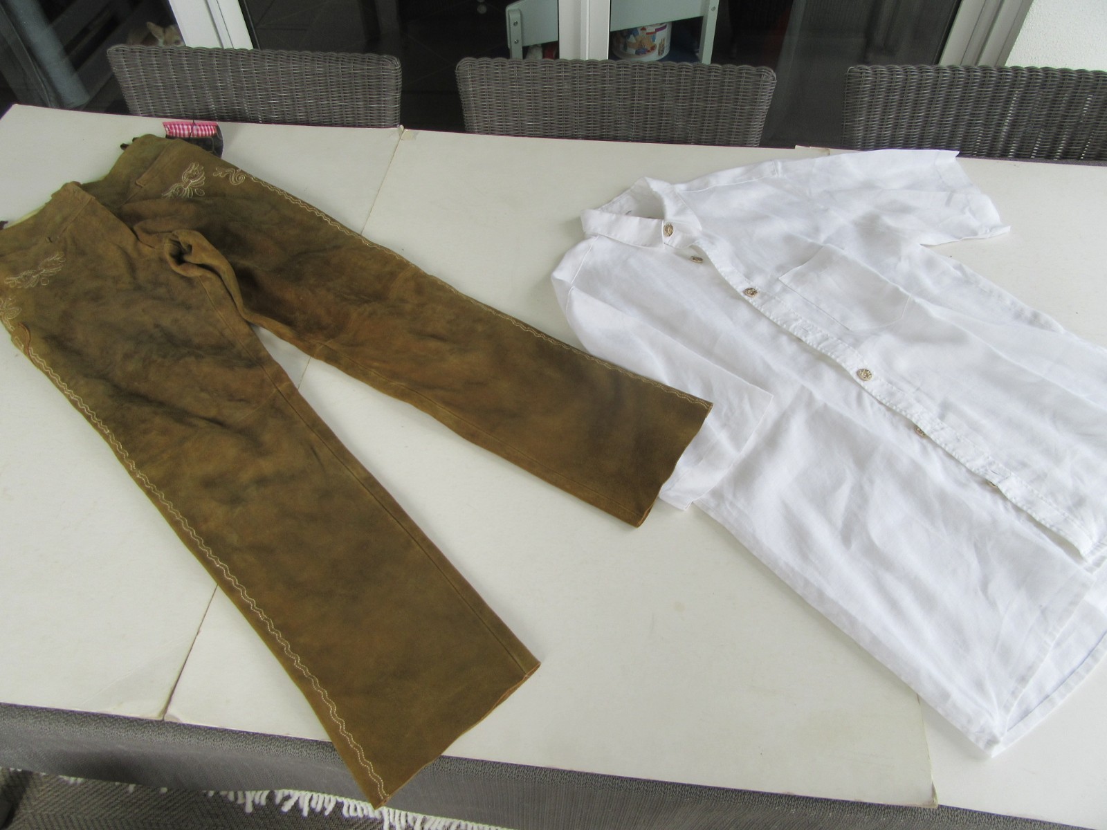 Long Almsach Lederhosen Suede Size 34 Costume Shirt Size 42 Oktoberfest Costume