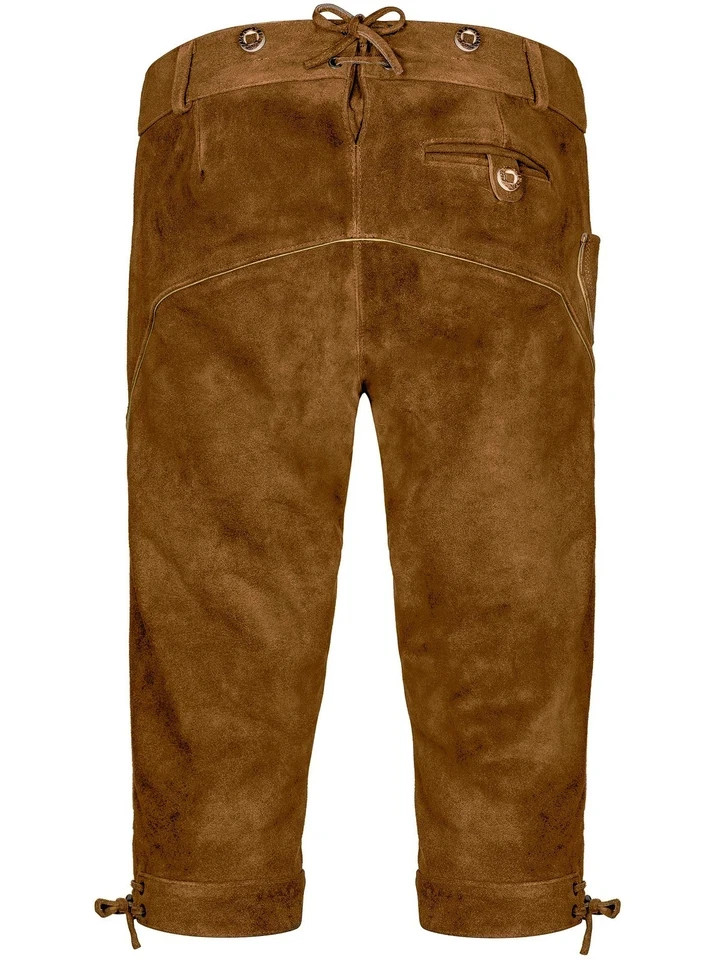 Men’s Lederhosen Oktoberfest Outfit | Suede Leather Bavarian Shorts with Belt