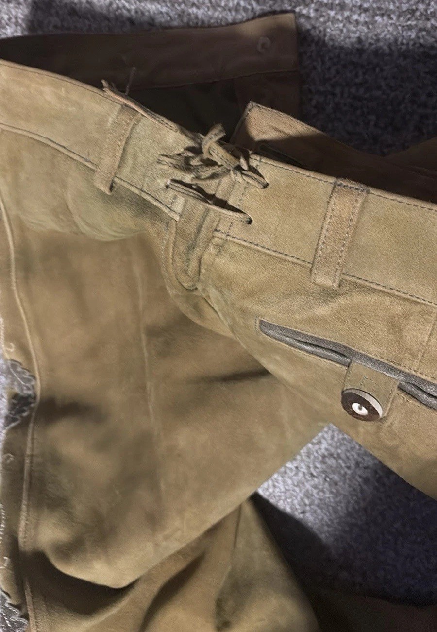 Men’s Bavarian Tratchen Lederhosen Pant German Oktoberfest Suede Leather Pants