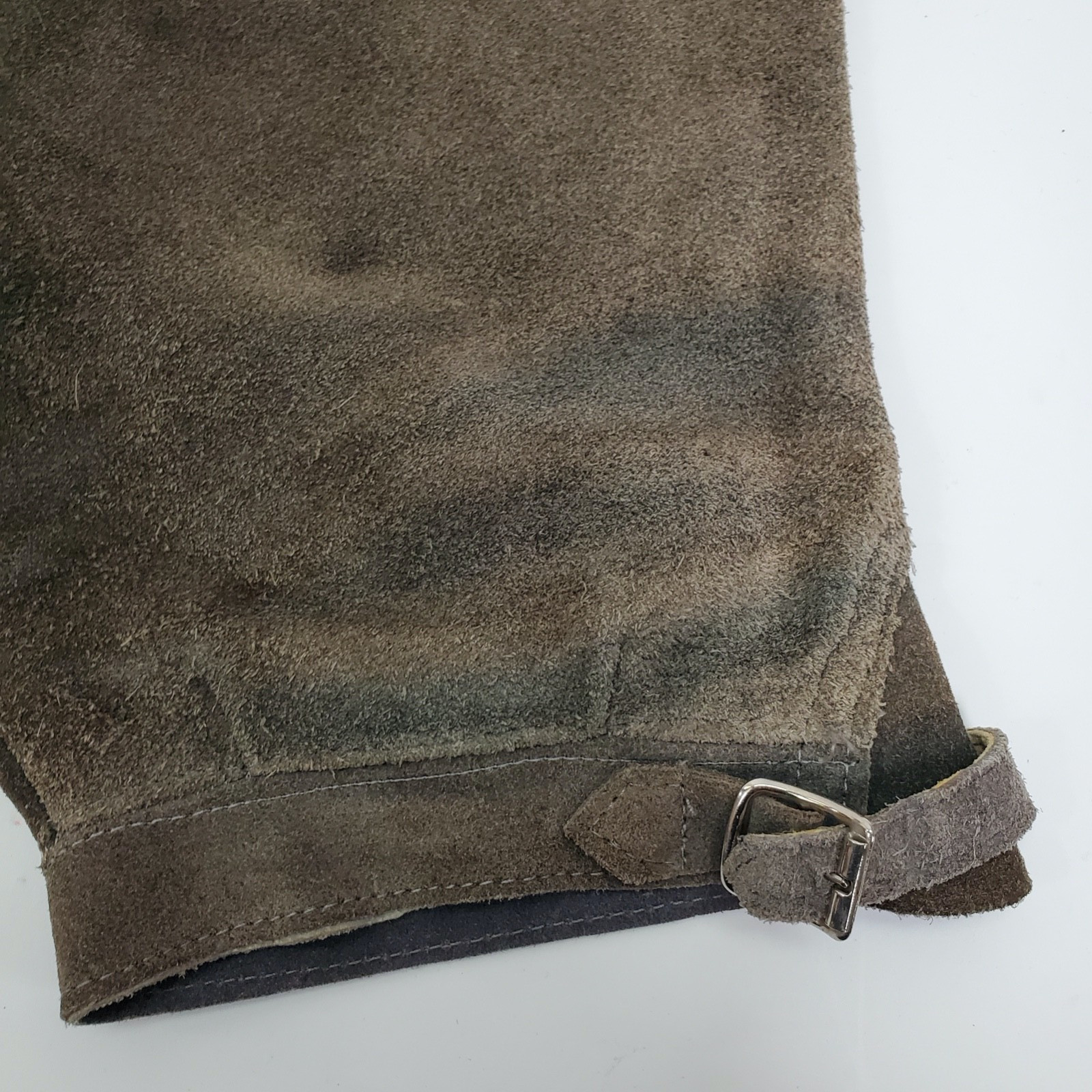Vintage German Grey/Green Rough-Out Suede Knickerbocker Lederhosen Sz 30″