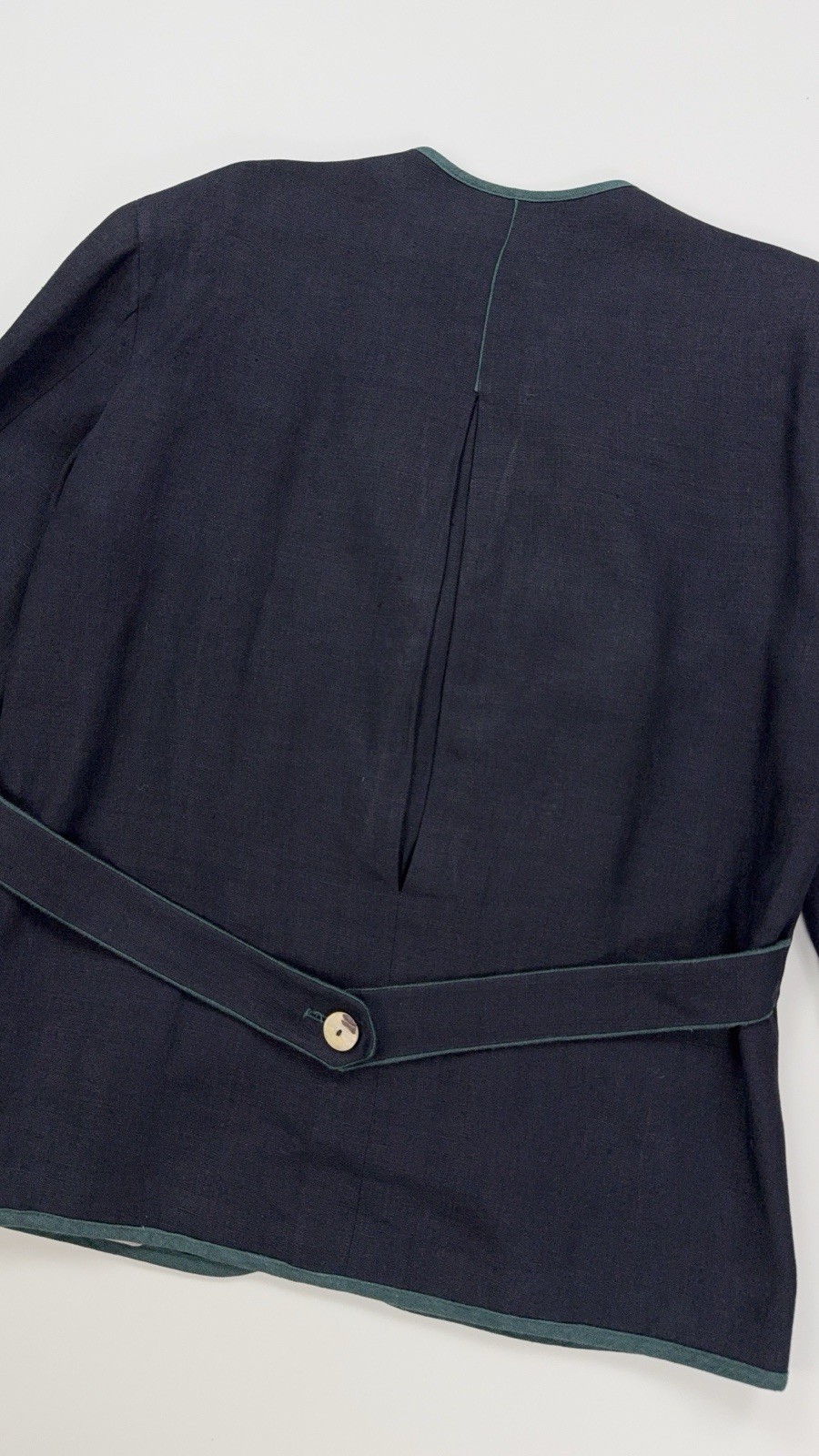 Respo Pure Linen Trachten Jacket Horn Buttons Austria Vintage Men 48 L