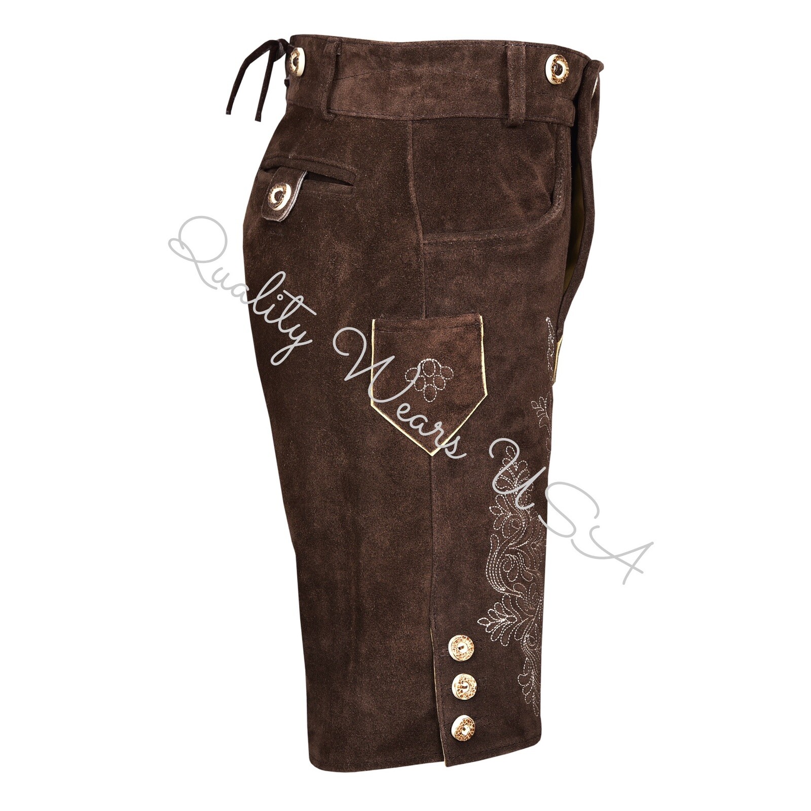 Authentic Men Lederhosen Oktoberfest Bavarian Lederhosen -Leather Trousers Plain