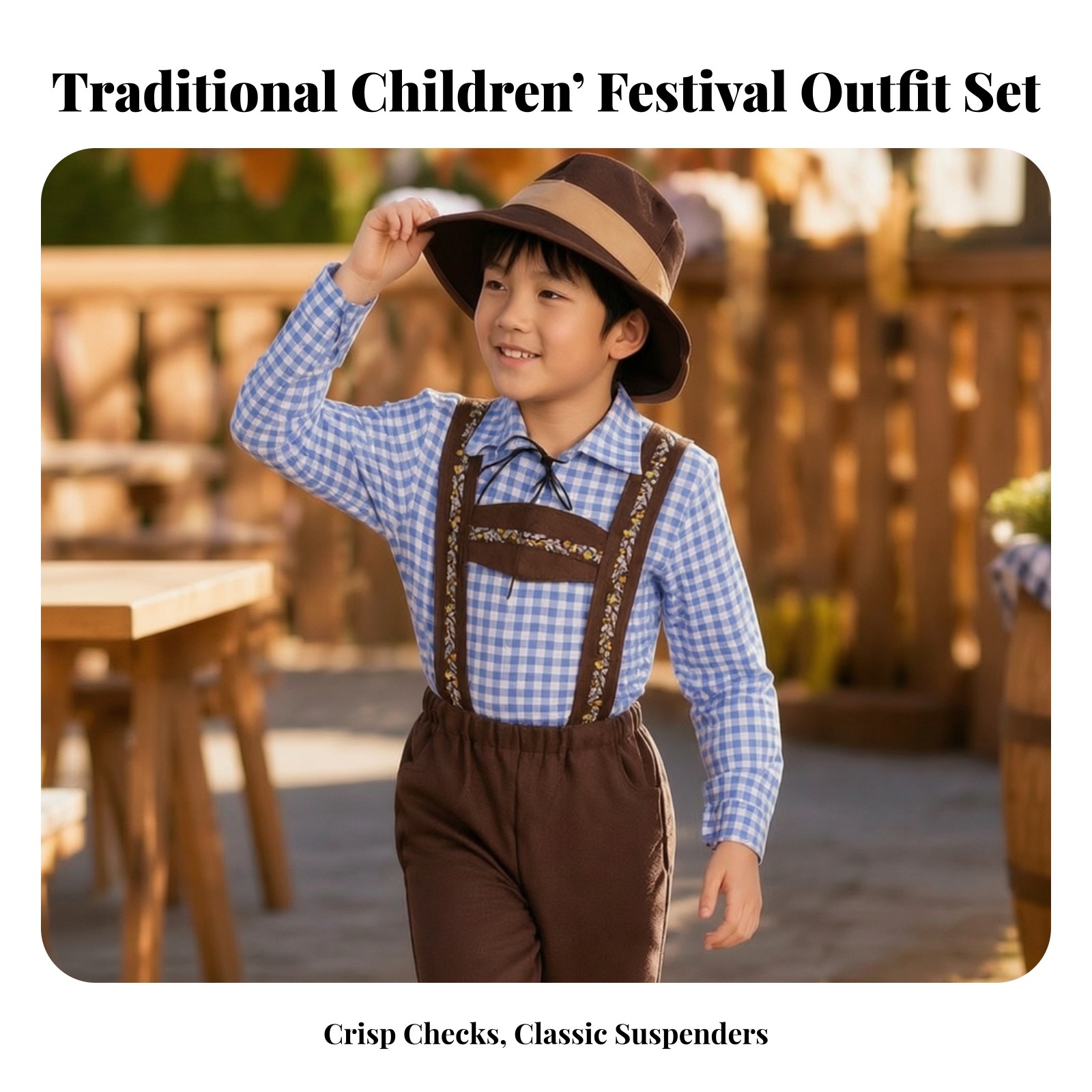 Lederhosen Costume with Hat Suede-Like Lederhosen Costume Classic for Children