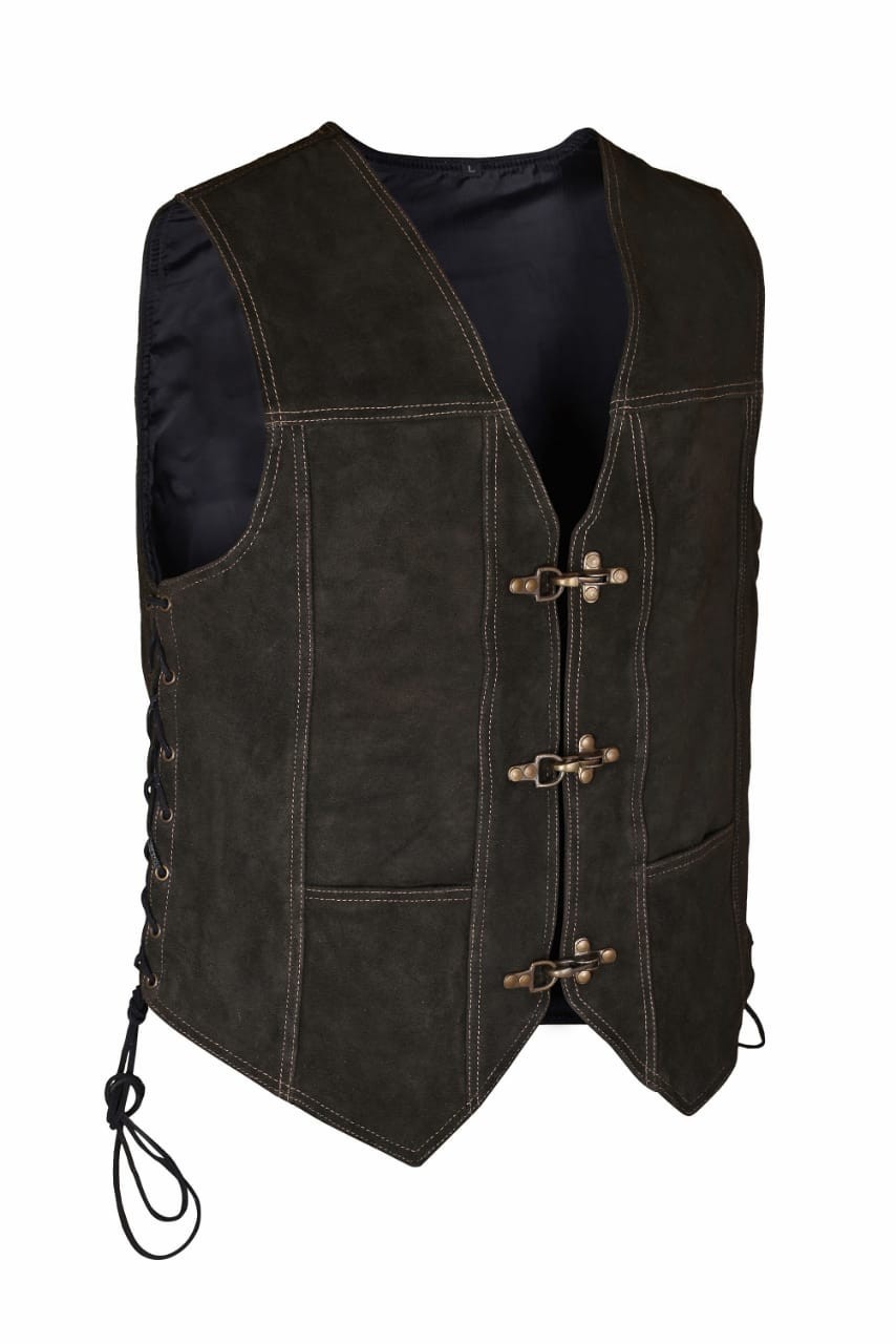 Men Genuine Suede Leather Choco Brown Vest
