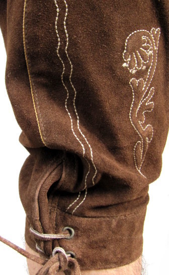 HIRSCHBERGER Trachten Lederhose Kniebund braun Gr. 46 – 72 Wildleder mit Träger