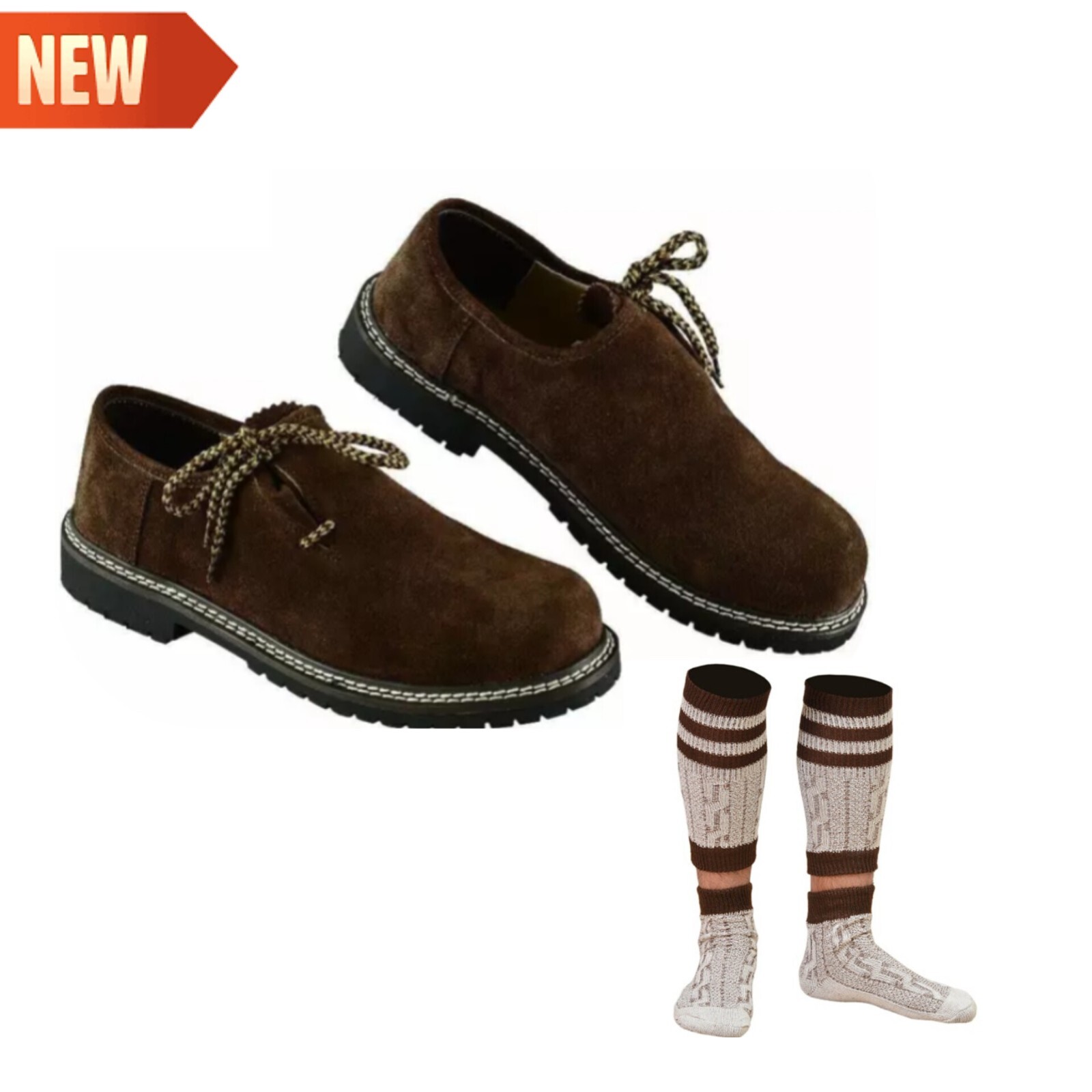 Oktoberfest Bavarian Lederhosen Shoes German Suede Shoes With Free Socks