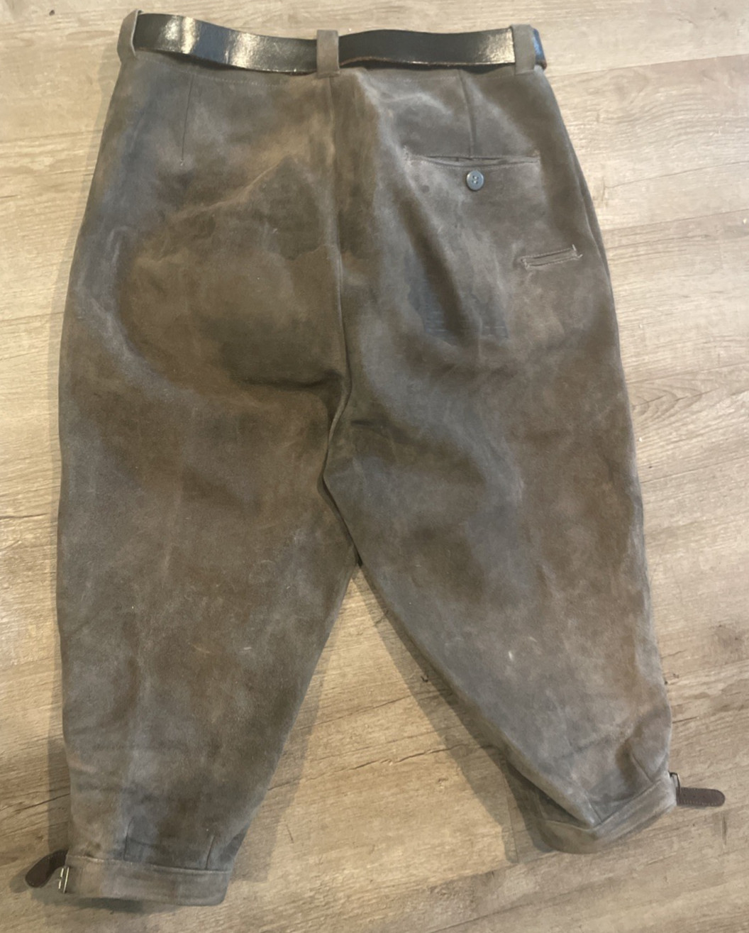 Vintage Gray Leather Suede Lederhosen Shorts W 14” x L 30”