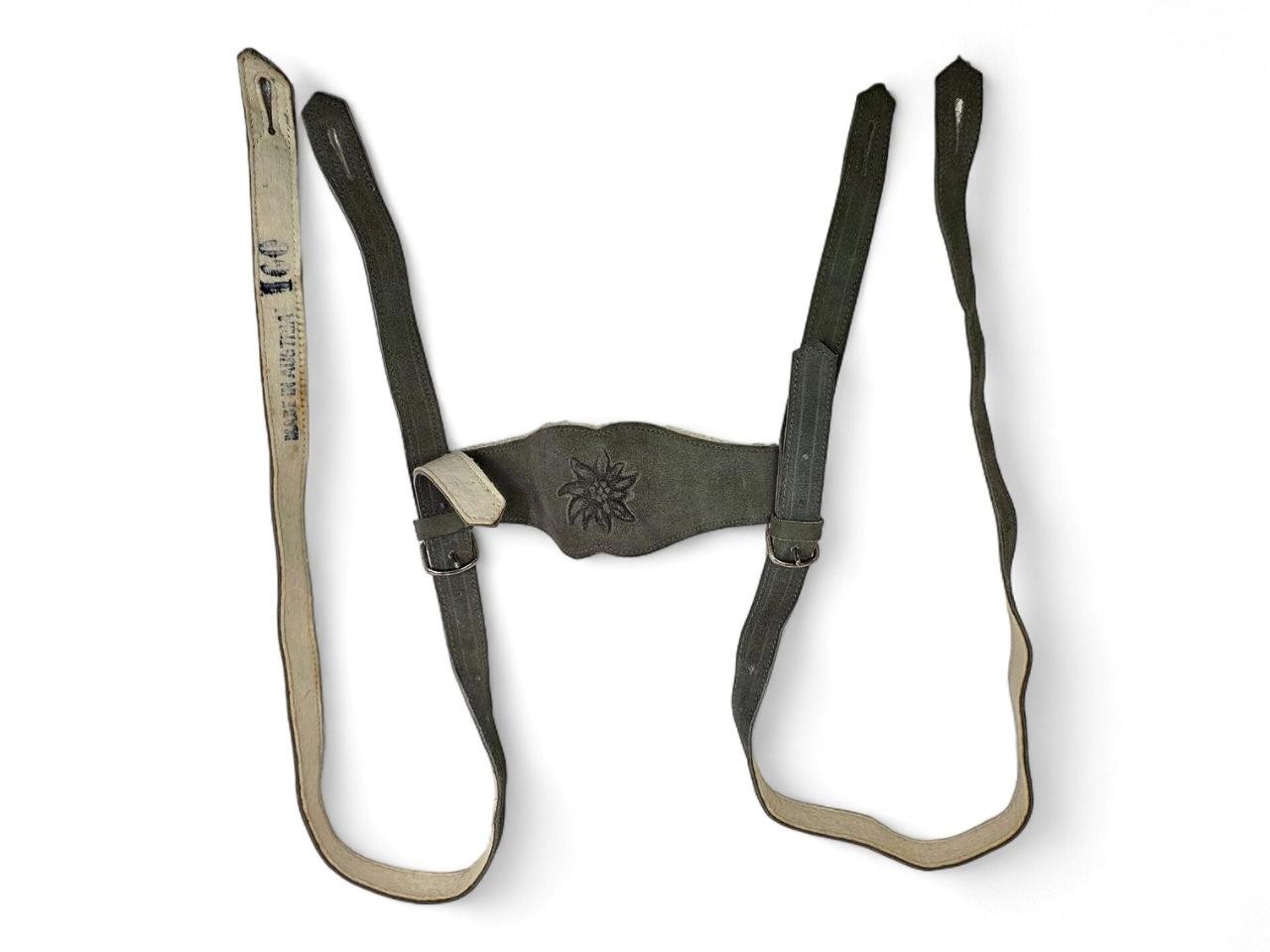 German Lederhosen Size S Gray Leather Suede Shorts Suspenders German Austrian