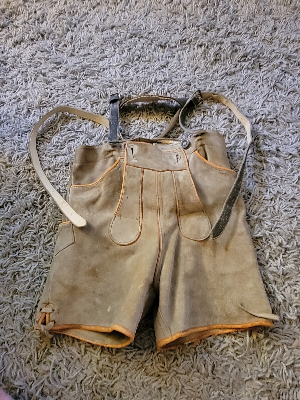 Traditional Lederhosen German Vintage Shorts 14″ Waist 13″ across Leather KIDS